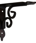 Heavy Duty Cast Iron Corner Shelf Brackets, angled black decorative wall mount bracket for bookshelves and kitchen racks.