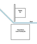 Diagram showing bead roller offset and tipping dies with polyurethane wheel for sheet metal fabrication, 22mm shaft, CR12 steel.