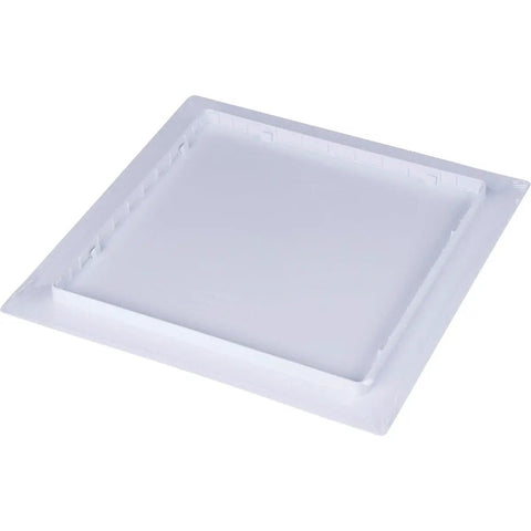 14 X 14 Square White Wall Access Panel Reversible Flex Frame To Hide Cables And Piping Flush Or Surface Mount Style Snap Secure Heavy Duty ABS, square design