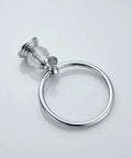 Chrome Towel Ring With Crystal Ball Accents, Polished Hand Towel Holder, Bling Wall Mounted Bath Accessory on white background.
