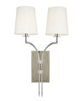Two Light Wall Sconce In Sleek Polished Nickel Finish 13 Inches Wide By 22 Inches High Featuring Reliable Dimmer Controls And Crisp Glass Shades.
