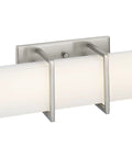Phase Two Point Two LED 24 Inch White Shade Sleek Modern Bath Vanity Light In Brushed Nickel With Slim Acrylic Frame Integrated Dimmable LED Fixture