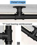 Detail of Straight Shooting Matte Black Pipe Handrail showing "T" load bearing reinforcement feature and sturdy connection points.