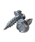 Close-up of Zip In Screws With Hex Washer Slotted Head For Fast Driving And Strong Holding Power Premium Thread Design on white background.