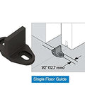 Decorative Interior Sliding Barn Door Hardware Spoke Wheel Kit For 72 Inch Doors In Oil Rubbed Bronze Includes All Mounting Hardware For Easy Installation Perfect For Rustic Gate Shed Or Stall Doors Adds Privacy And Style oil rubbed bronze single floor guide with installation diagram