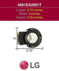 LG washer drain pump assembly 4681EA2001T – genuine OEM, black housing with white impeller, front view, 3.75 in L