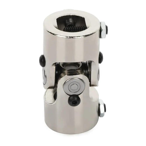 Rock Solid Chrome Steering Shaft U Joint 1 Inch Double D By 1 Inch Double D Single Universal Joint 83Mm with stainless steel finish.