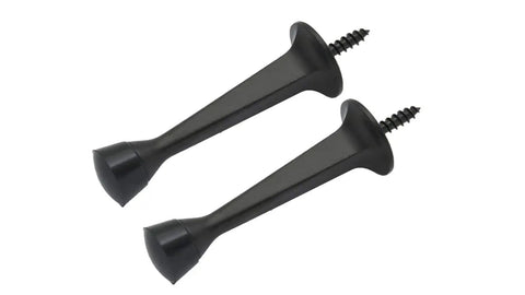 Rubber Tip Heavy Duty Solid Door Stop 3 Inch Zinc Die Cast Matte Black Set Of 2 With Mounting Hardware Protect Walls And Quick Easy Installation