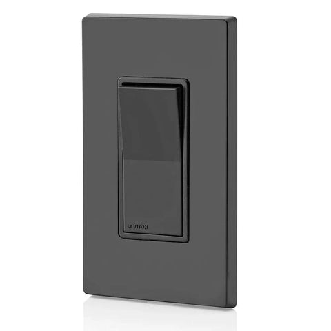 Decora Rocker Single-Pole AC Quiet Switch 15 Amp 120/277 Volt Residential Grade Grounding Black Dust Shield Frame Fits Wall Plate