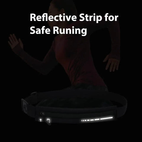 Slim Running Belt For Women And Men, No Bounce Fanny Pack Phone Holder with reflective strip, lightweight 2oz waistband