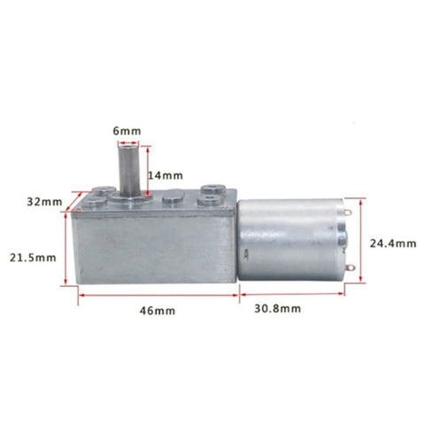 Curtain Robot Motor With 90 Degree Gearbox JGY370 Brushed DC Gear Reduction Geared Motor, 6mm shaft, 14mm length, with dimensions