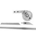 Heavy Duty 360 Degree Universal Bevel Protractor Angle Finder Tool With Slick Chrome Finish And Built In Magnifying Lens for precise measurement setup.