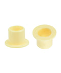Heavy Duty Flanged Sleeve Bearings With 8mm Bore And 10mm Outer Diameter Self Lube Pom Bushings Built Tough For Slick Operation Oil Free Design Yellow 4 Piece Pack displayed side by side.