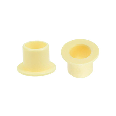 Heavy Duty Flanged Sleeve Bearings With 8mm Bore And 10mm Outer Diameter Self Lube Pom Bushings Built Tough For Slick Operation Oil Free Design Yellow 4 Piece Pack displayed side by side.