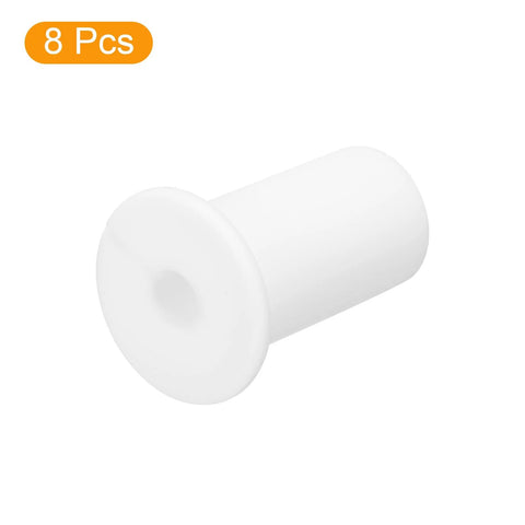 White silicone wall cable grommet with flange for 7mm Ethernet cable pass-through