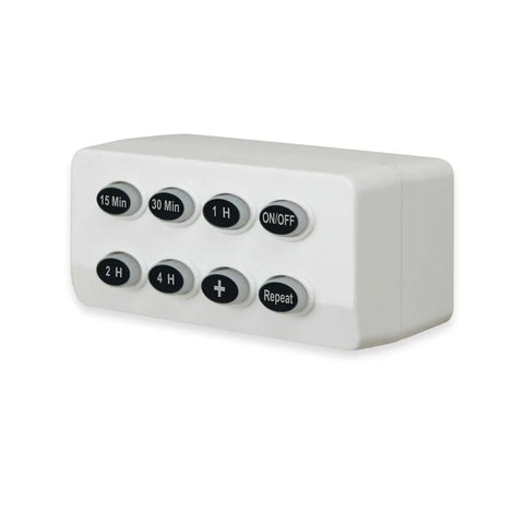 Dead Simple 2 Pack Indoor Countdown Timer With Auto Shut Off Outlet And Illuminated Buttons, white control panel with push buttons.