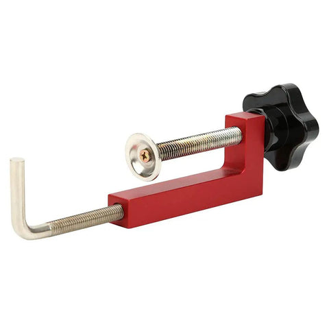 Adjustable Woodworking G Clamp For Fence Builds And Garage Projects, Heavy Duty Aluminum Alloy Press Block, red finish, smooth action jaw.