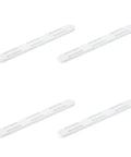 Four Pack Heavy Duty Self Adhesive Bottom Mount Drawer Slides Full Extension Glide Rails in white ABS plastic for easy cabinet organization.