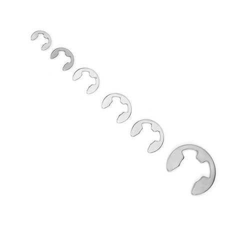Stainless Steel E Clip Set 300 Pcs Assortment Kit M One Point Two Through M Fifteen arranged in size order