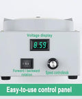 Professional Grade Wet Bench Sander And Slick Knife Sharpener Featuring Three Precision Diamond Grinders For Easy Metal Jade And Glass Polishing Jobs Without The Hassle, displaying a control panel with voltage and speed settings.