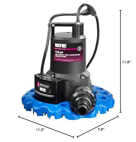 Reinforced Thermoplastic Pool Cover Pump With One Quarter HP Motor, Auto On Off, iSwitch Sensor, Up To 3,000 GPH shown