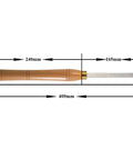 Badass 16 Inch Woodturning Rougher With Carbide Tipped Lathe Chisel showing dimensions and ergonomic hardwood grip.