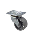 2 Inch Cast Iron Swivel Plate Caster with Silver Wheel and Heavy Duty Ball Bearing Mount 125 lb Load Capacity