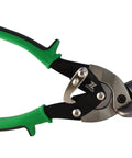 Heavy Duty Left And Right Aviation Snips Combo Pack For Sheet Metal Cutting Pinch Thru Point Design, green handle