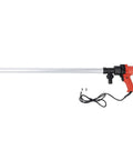 Game Changer Electric Drum Pump With 8000 Rpm Motor Delivering Solid 60 To 80 Lpm Flow For No Sweat Liquid Transfers Of Kerosene Milk Alcohol Or Water Into Standard 200L 220L Drums On Us Plug 110V Setup product with red handle and long silver tube.