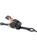 No Nonsense Retractable Ratcheting Tie Down Straps 2 Pack Black 1 In X 6 Ft With Vinyl Coated Hooks shown with steel J hooks.