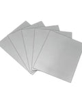 Image of Five Pack Waveguide Covers For Microwave Mica Sheets 150 X 120mm, ultra thin 0.4mm, stacked neatly on a white background.