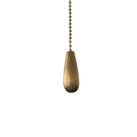 Antique bronze pull chain detail from Three Light LED Fan Light Kit in Antique Bronze with White Washed Alabaster Glass Shades
