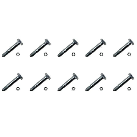 10 Pack Rock Solid Shear Pin And Nut Replacement Kit For John Deere Ariens Snow Throwers 1-9/16 By 1/4 Inches Replace Am123342 Heavy Duty Parts Fit Jacobsen Rotary Compact Blowers