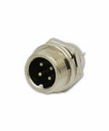 Close-up of 4-pin nickel-plated male panel mount connector from 10 Pack 4 Pin Ham and CB Radio Microphone Connectors for easy mic replacement.