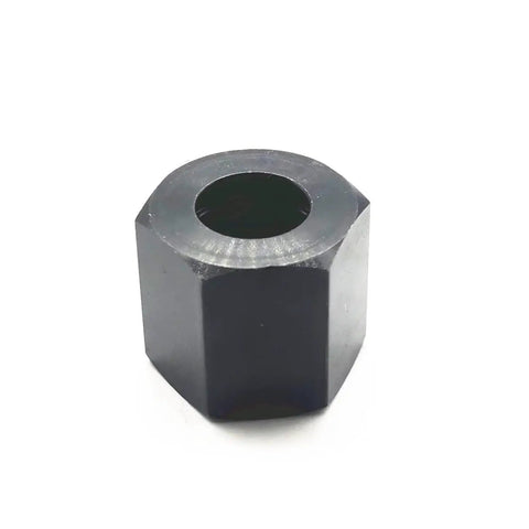 Black collet nut from Router Collet Nut Replacement Kit for One Half Inch and 12mm Collets, durable metal construction.
