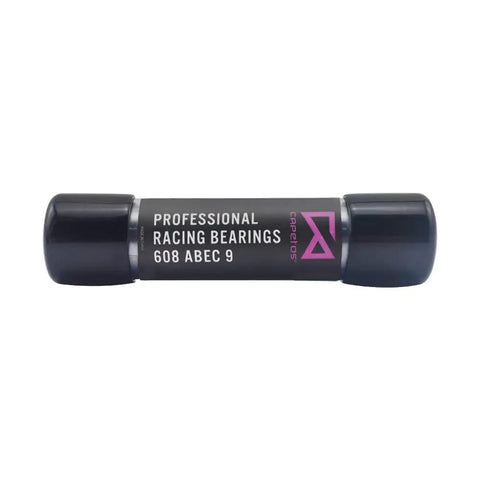 Slick Pro-Grade ABEC-9 608 Skate Bearings Pre-Lubricated Heavy-Duty Dual-Ball Shield Design packaging for racing use.