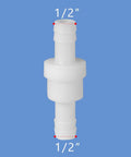 Half Inch One Way Inline Check Valve 2 Pack Non Return Hose Barb PVDF Plastic Ozone Resistant Valve