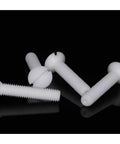 Pro Grade PTFE Plastic Countersunk Flat Head Slotted Screws M3 M4 M5 M6 M8 M10 on black background for custom rigs.