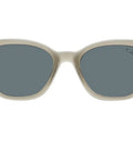 Unisex Square Sunglasses With Transparent Green Frame And Dark Blue Polarized Lenses For 100 Percent UV Protection, front view