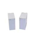 General Purpose 12V DC Relay, 16A SPDT, 8 Pin Design For Electronics Projects, side view of two white relays