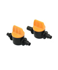 Purple Hose Barb Mini Valve Garden Tap Kit For Drip Irrigation Connectors One Quarter Inch To Six Millimeter Mist Nozzle Fittings Watering System Pack Of 20 To 150 Pieces, black plastic valves with orange handles