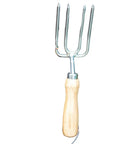 Handy Round Tine Garden Fork for Weeding and Planting, Stainless Steel Tines, Clear Handle, Made in USA, Heirloom Collection
