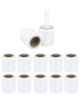 Top Shelf Pre Stretched Clear Plastic Wrap Roll 5 Inch By 1000 Feet Industrial Strength Shrink Film displayed in multiple rolls for packing.
