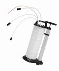 Heavy Duty Manual Oil Extractor Pump With 9L Tank For Cars Trucks And Motorcycles Suction Device showing hose extensions and tank.