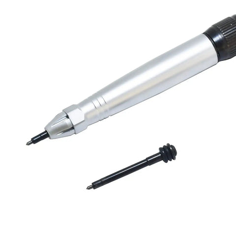 Industrial Grade Pneumatic Scribe Air Engraving Pen For Hella Precise Fossil Cleanup And Metal Marking On Glass Wood Features one carbide tip and nib.