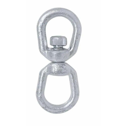 Workhorse Eye Eye Swivel Hook Rated At Two Thousand Two Hundred Fifty Pounds Working Load Limit Drop Forged In Hardened Galvanized Steel, robust design.