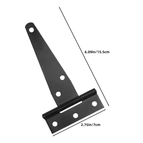 8 Piece Galvanized Zinc Alloy Heavy Duty T Strap Gate Hinges With Triangular Support, close-up of single hinge dimensions