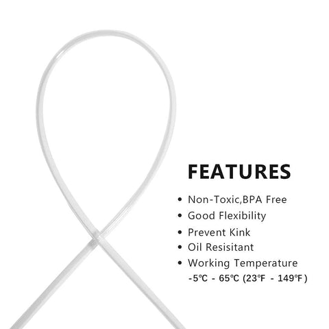 QuQuyi clear PVC tubing, angled side view, 8mm ID x 10mm OD, BPA-free flexible hose, 3.3 ft