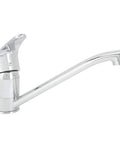 Maqulae Copper Kitchen Faucet with G1/2in Thread, Hot and Cold Water Sink, sleek chrome finish, side lever, long spout design.
