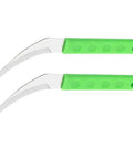 Two Piece Weeding Tool Set Pro Grade Portable Garden Knife For Fast Lawn Care, Root Pulling, Mowing, Weeding, And Easy Garden Maintenance With Rugged Serrated Edge, green handles